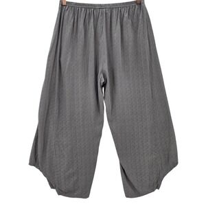 Lyng Womens L Gray Rayon Lagenlook Wide Leg‎ Cropped AR Pants